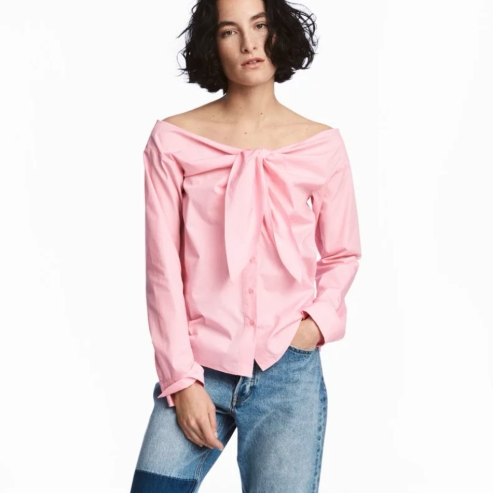 H&M Elegant Pink Off-Shoulder Women's Top